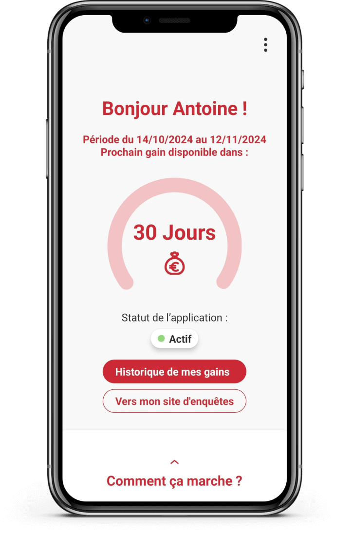 Téléphone affichant l'application Flow